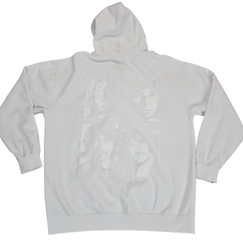 Vintage Beatles Hoodie Womens XXL White Y2K Full Zip Band Jacket Fleece Casual